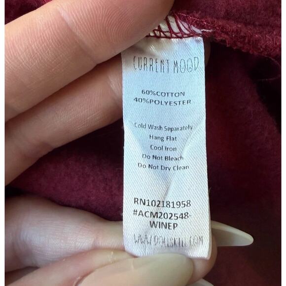 Dolls Kill Current Mood Hellions Hoodie 1X Wine Grunge Goth Rock Whimsygoth - Picture 8 of 9